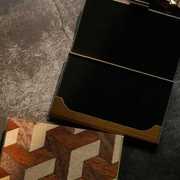 定制刻字创意木质名片盒，高档商务金属简约名，片夹便携式男女卡包