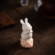 趣味国风陶瓷可爱小兔子摆件家居书房桌面装饰品小摆设生日小