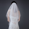 新娘结婚头纱双层吊坠缝珠手工头纱珍珠水钻头纱两层带发梳头纱