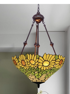 蒂凡尼艺术玻璃吊灯，餐厅卧室太阳花，复古吊灯手工焊锡定制灯具