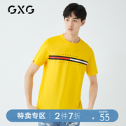 gxg男装夏季男士纯棉黄色，情侣体恤潮流圆领短袖t恤gy144811c