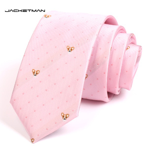 Jacketman领带男士正装窄款韩版6cm粉色小狗狗个性潮流款礼盒装