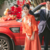 苏爱 改良新中式旗袍敬酒服中国风连衣裙套装红色小个子订婚礼服