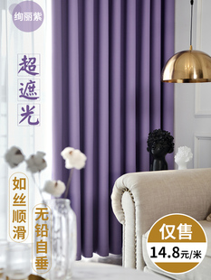 客厅高级感紫色窗帘，遮光2024流行免打孔加厚防晒女孩房间卧室