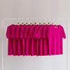 200g火龙果色玫红色短袖，t恤男女夏季纯棉，圆领bf风纯色宽松潮