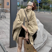立领斗篷式风衣女装2023秋设计感休闲宽松慵懒披肩中长款外套