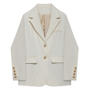 杏白色小西装外套小众，设计英伦风，自制春秋韩版女西服西装外套