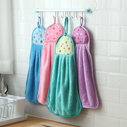 珊瑚绒擦手巾清洁抹布可爱儿童厨房可挂式毛巾加厚布吸水挂巾浴室
