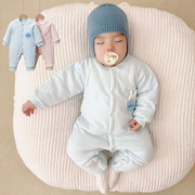 婴儿加厚连体衣男女童冬季棉衣，新生儿纯棉长袖哈衣保暖家居服爬服