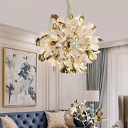雅白银杏叶陶瓷吊灯欧式大气水晶吊灯轻奢客厅装饰氛围卧室灯