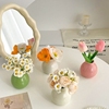 ins风奶油陶瓷小花瓶摆件插花郁金香仿真花，套装玄关客厅房间装饰