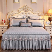 布里诺家纺床上四件套欧式绣花被套，被罩夹棉床罩床裙4件套双人床