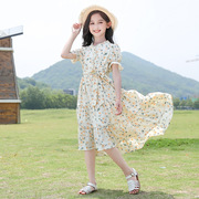 女童夏装洋装2024中大童洋派时髦韩版夏季女孩碎花公主裙子