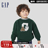 gap男幼童秋冬logo半高领，天鹅绒卫衣儿童装洋气时髦上衣785387