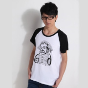 夏季男装理科生创意爱因斯坦人物印花T恤抽象个性数字符号棉短袖T