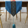 欧式奢华桌旗餐垫复古怀旧加厚蓝绒布刺绣隔热样板房装饰