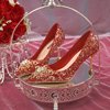 红色婚鞋新娘鞋秀禾婚纱两穿2022细跟法式亮片低跟高跟鞋女