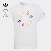居家运动上衣圆领短袖T恤男大童儿童夏季adidas阿迪达斯三叶草