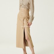 软糯细腻原版品质2023匈牙利nanu半身裙，女抽绳开叉设计高腰包(高腰包)臀裙