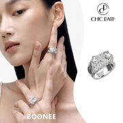 BOONEE原创设计师品牌幻影系列爱心锆石闪现戒指女高级感食指指环