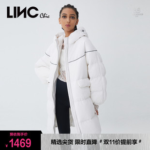 linc金羽杰羽绒服，女2023年冬季反季断码中长款女款面包服