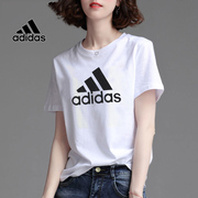 Adidas阿迪达斯运动半袖女装短袖2024春季上衣纯棉情侣T恤女
