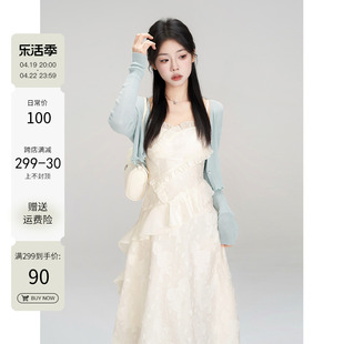 一颗小野莓韩系甜美法式吊带连衣裙子女夏季收腰显瘦气质仙女长裙