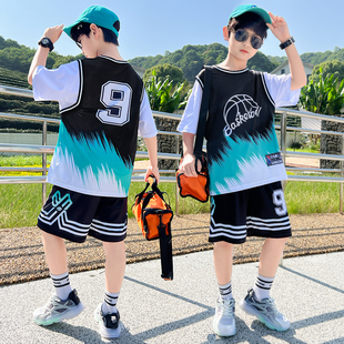 男童篮球服套装夏季薄款2024中大童运动夏装儿童装短袖速干衣