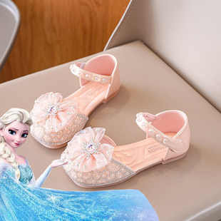 爱莎公主鞋2024艾莎水晶鞋女宝宝魔术，贴鞋子小女孩儿童水钻鞋