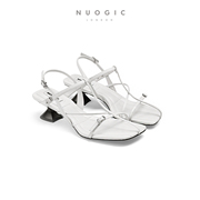 NUOGIC设计师品牌标签系列金属小扣方头细带异形跟凉鞋
