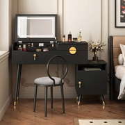 开尚黑色梳妆台卧室现代简约收纳柜一体北欧小户型伸缩翻盖化妆桌