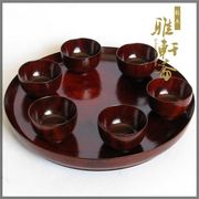 实木雕刻茶杯 茶壶 全套 茶海 红木茶具套装工艺品摆件 茶盆