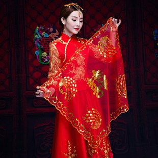 传统中国风结婚礼红盖头，新娘盖头大方巾，中式新娘头纱婚庆用品