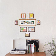 儿童照片墙照片打印挂墙客厅爱心背景墙装饰现代简约实木组合相框