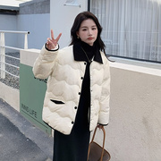 韩系撞色短款羽绒服女冬加厚白鸭绒百搭减龄小个子外套