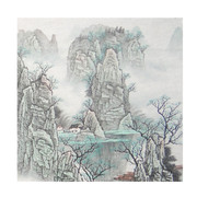 纯手绘国画四尺斗方白雪石风格 山水画风水画字画画芯