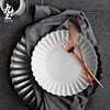 日式粗陶瓷复古餐盘手工餐具套装家用创意碟子水果盘子平盘西餐盘