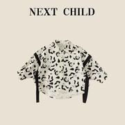 英国Next Child男童春秋英伦熊猫蝙蝠衫儿童洋气个性纯棉翻领衬衫