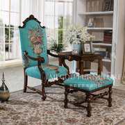 美式单人沙发椅实木高档装饰椅高背书房，椅影楼椅雕花复古餐椅