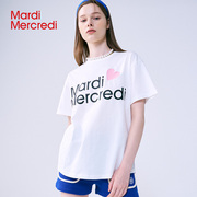 mardimercredi爱心字母印花t恤男女同，款百搭显瘦纯棉，宽松短袖上衣