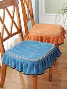 简约欧式椅子垫防滑家用布艺坐垫时尚加厚绑带，马蹄形四季凳子座垫