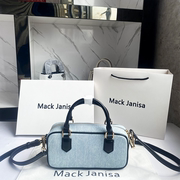 MACK JANISA真皮设计感复古小众高级感牛仔波士顿撞色枕头包包女