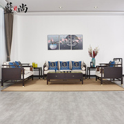 新中式沙发现代简约轻奢客厅禅意，中式家具全实木，布艺沙发组合定制