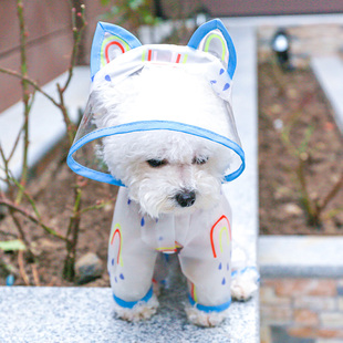 宠物小型犬比熊博美，泰迪狗狗防水雨衣，下雨天雨季专用四脚连帽衣服