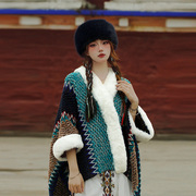 品质加厚毛领云南旅游拍照披肩女民族风新疆川西藏穿外搭斗篷披风