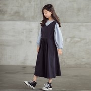 女童秋季套装2023洋气儿童裙子姐妹装中大童衬衫连衣裙两件套