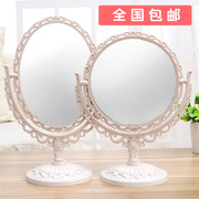 台式化妆镜子欧式复古镜子双面梳妆镜便携公主镜，折叠镜一面放大