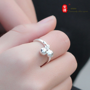 设计师款s925纯银戒指女时尚个性，食指指环细铃铛指环创意简约尾戒