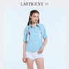 LARTIGENT24夏白色短袖棉麻衬衫女小众设计感衬衣小个子亚麻上衣