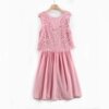 Z0欧美外贸大牌蕾丝粉色高腰个性气质品质吊带雪纺夏季连衣裙